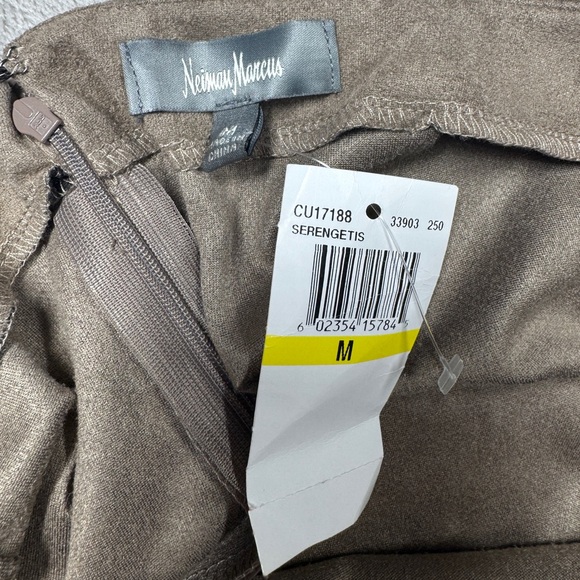 NWT Neiman Marcus Asymmetrical Hem Faux Suede Tan Boho Fringe Mini Skirt Medium - Picture 13 of 14